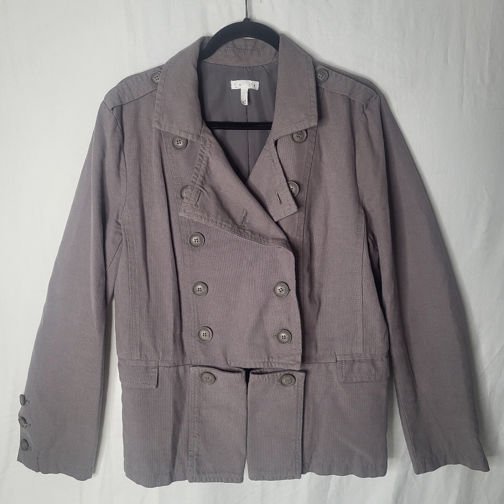 Leith Grey Utility Jacket Cutaway Officer Military Cotton Trench Large
